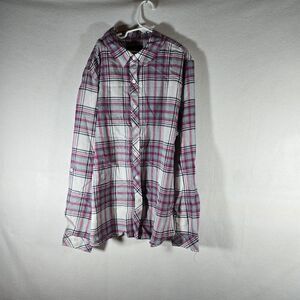 North River Outfitters Womens Size Large Plaid Button Down Shirt Red Gray New